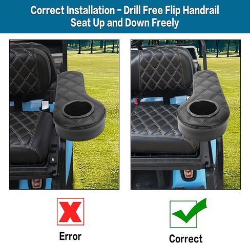 Nokins Golf Cart Remrest مع حامل الكأس ، لا يوجد حفر مطلوب ، لسيارة Club/Ezgo/Yamaha ، مجموعة Armrest Cart Cart in Kuwait