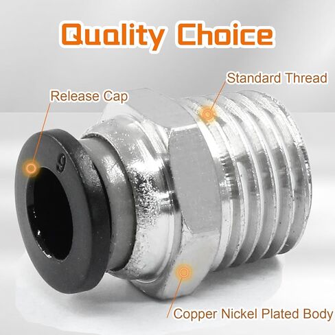 10 Pcs Push to Connect Fittings 6mm Tube OD x 1/4 Inch NPT Thread, Male Straight Pneumatic Air Hose Quick Connect Fittings in Saudi Arabia