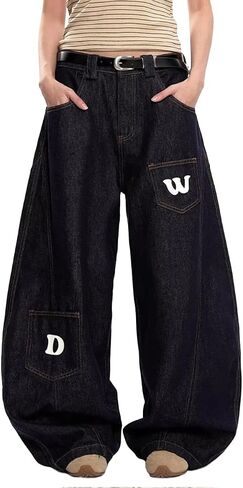 Nutriangee Baggy Barrel Wide Leg Jeans for Men Women Streetwear Y2k Loose Fit Denim Pants in Saudi Arabia