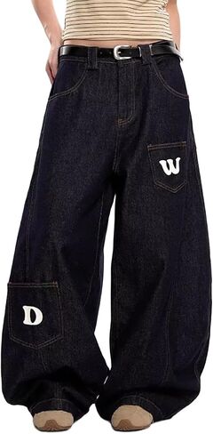 Nutriangee Baggy Barrel Wide Leg Jeans for Men Women Streetwear Y2k Loose Fit Denim Pants in Saudi Arabia