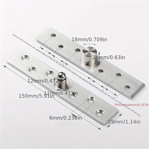 Stainless Steel 360° Rotating Hinges, Concealed Adjustable Pivot 4Pcs(150x29x4mm) in Kuwait
