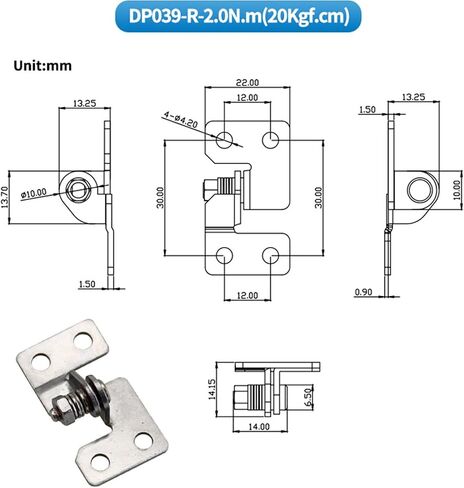 304 Stainless Steel Damping Hinge Adjustable Torque Pivot for Equipment and Instruments Arbitrary Stop Damping Device 1Pcs(DP039-R-2.0N.m) in Saudi Arabia