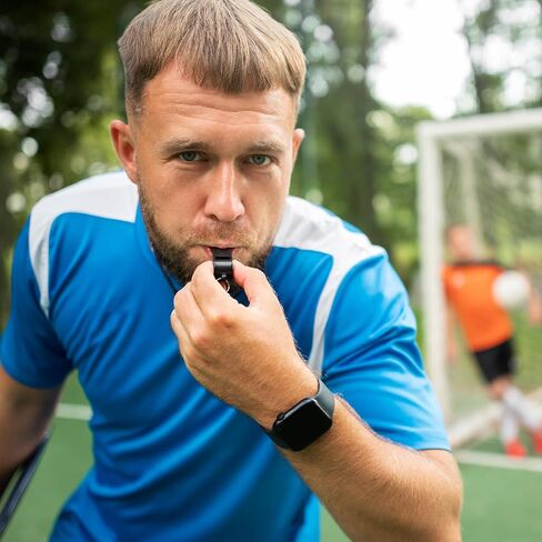 Black Sports Whistle with Lanyard, Plastic Sports Whistles Coach Whistle Loud Crisp Sound Whistles with PVC Mouth Grip for Coaches, Referees, Officials and Emergency Survival, 4 Packs in Saudi Arabia