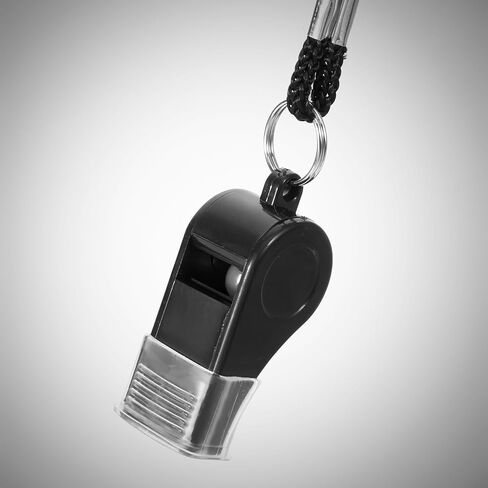 Black Sports Whistle with Lanyard, Plastic Sports Whistles Coach Whistle Loud Crisp Sound Whistles with PVC Mouth Grip for Coaches, Referees, Officials and Emergency Survival, 4 Packs in Saudi Arabia