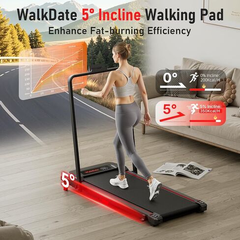 Walking Pad Treadmill with Incline and Handle Bar, Walking Pad with Remote Control and Incline for Home Office, Led Display in Saudi Arabia