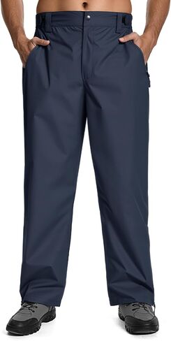 Mens Golf Hiking Rain Pants Lightweight Waterproof Breathable Mesh Lining Windproof Outdoor Pants with 3 Zipper Pockets in Saudi Arabia