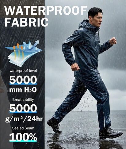 Mens Golf Hiking Rain Pants Lightweight Waterproof Breathable Mesh Lining Windproof Outdoor Pants with 3 Zipper Pockets in Saudi Arabia