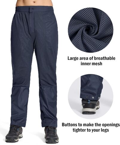 Mens Golf Hiking Rain Pants Lightweight Waterproof Breathable Mesh Lining Windproof Outdoor Pants with 3 Zipper Pockets in Saudi Arabia