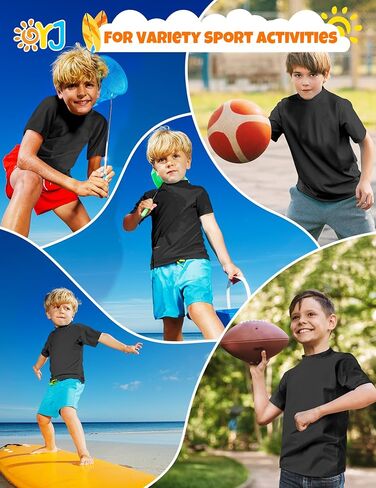 حارس بويز راش قصير الأكمام قمصان السباحة للأطفال UPF+ 50 سريعًا على شاطئ Rashguard Beach Surfing Fishing Wear 5-6y Red in Kuwait