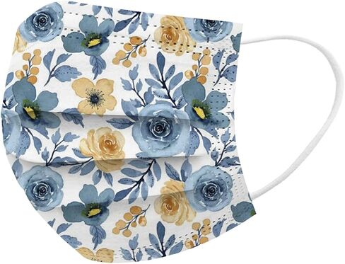 Boffo 50 Pack Spring Flowers Face_masks مع 3 طبقة مرشح للوجه مع إيرلوب مرن ، قابل للتنفس مع طباعة الأزهار للبالغين (50pcs يمكن التخلص منها ، الأزهار رقم 14) in Saudi Arabia