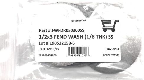1/2 ID x 3 OD Stainless Steel Fender Washer Large OD Flat Washers Extra Thick (1/8" Thick) (4 Pieces) in Saudi Arabia