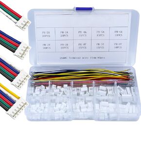 240pcs ph2.0 مجموعة الكابلات مسبقًا مسبقًا 26Awg الأسلاك النحاسية مع أنابيب تقلص الحرارة ، متوافقة مع الإسكان الإناث والموصلات الذكور المستقيمة للدخول ، والاستخدام المنزلي ، والالكترونيات DIY in Kuwait