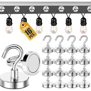 DIYMAG Hooks for Hanging String Lights, 30lbs 2025 Cruise Cabin Ship Essentials N52 Magnetic Hook Heavy Duty Strong Magnets Fridge for Classroom Beach Vacation Kitchen Grills 6 Pack Silver in Kuwait