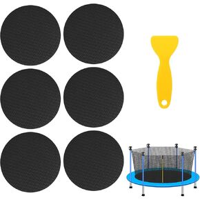 6pcs Trampoline Patch Repair Kit, 3.94x3.94in Self-Adhesive Rubber Trampoline Pad Replacement Parts with Scraper for Holes Tears in Mats Accessories (Round) in Saudi Arabia