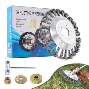 Weed Brush Trimmer, 6 Inch Twisted Wire Wheel for Lawn Edging, Weed Remover Device Trimmer Head, Brush Cutter with Weed Brush, Weed Brush Includes 7 Accessories in Saudi Arabia