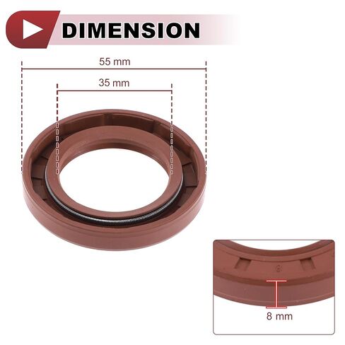ختم الزيت العالمي TC ختم الختم ختم رمح دوار 35 × 55 × 8 ملم الضغط العالي FKM Rubber Brown 2 PCS in Kuwait