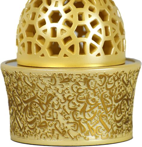 طراز خط عود مكثف على غرار الراتنج المغلقة راتنجات البخور - 8 بوصات ، صينية معدنية أسود ، موقد باخور العربي لليوغا والعلاج العطري والمنزل والمكتب والغرفة. in Kuwait