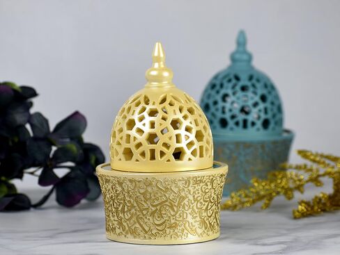 طراز خط عود مكثف على غرار الراتنج المغلقة راتنجات البخور - 8 بوصات ، صينية معدنية أسود ، موقد باخور العربي لليوغا والعلاج العطري والمنزل والمكتب والغرفة. in Kuwait