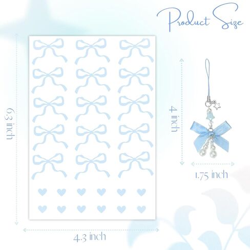 Bows Stickers for Custom Owala Accessories, Heart Decals Transfer Stickers for Water Bottles, Bows Pearl Charms for Owala (Light Blue) in Saudi Arabia