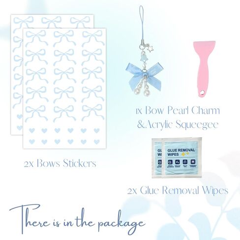 Bows Stickers for Custom Owala Accessories, Heart Decals Transfer Stickers for Water Bottles, Bows Pearl Charms for Owala (Light Blue) in Saudi Arabia