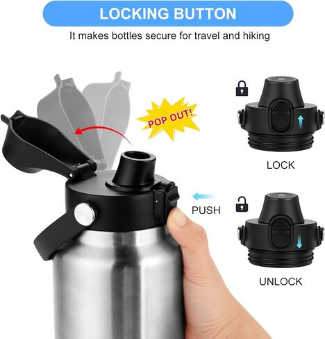 SPOUT LID لزجاجة yeti Rambler ، BPA Free ، Cap chug المثالي لـ Yeti ، يناسب 66 36 36 64 أوقية ، أغطية بديلة مع زر الضغط والقفل in Kuwait