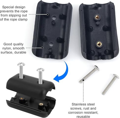 4 Pcs Plastic Rope Clamps with Screws, 1/2 Inch Reusable Double Rope Clamps Plastic Cord Connector Suitable for 9-10mm Nylon Twisted Braided Cord Ratchet Climbing Cord in Saudi Arabia