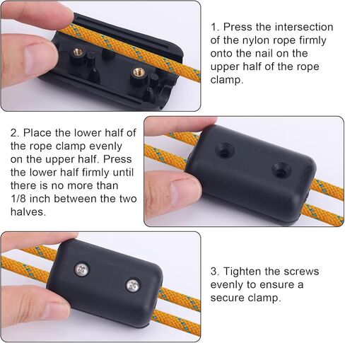 4 Pcs Plastic Rope Clamps with Screws, 1/2 Inch Reusable Double Rope Clamps Plastic Cord Connector Suitable for 9-10mm Nylon Twisted Braided Cord Ratchet Climbing Cord in Saudi Arabia