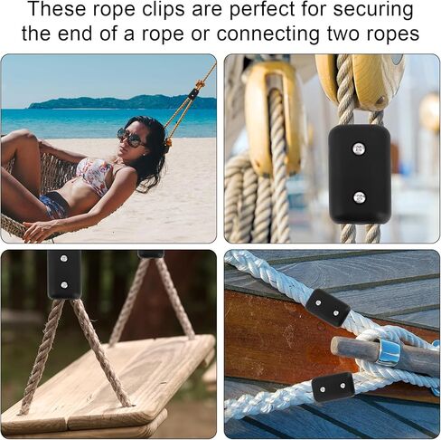 4 Pcs Plastic Rope Clamps with Screws, 1/2 Inch Reusable Double Rope Clamps Plastic Cord Connector Suitable for 9-10mm Nylon Twisted Braided Cord Ratchet Climbing Cord in Saudi Arabia