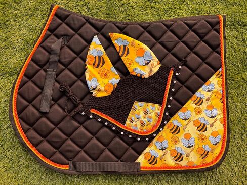 Honey Bee English Saddle Pad Set Numnah Horse Ear Bonnet Saddle Cloth Saddle Blanket Horse Riding Wears in Saudi Arabia
