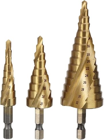 خطوة الحفر بت ، بتات الحفر للمعادن ، خطوة كربيد الحفر 3 simizes HSS خطوة حلزوني بتات 1/4 " in Saudi Arabia