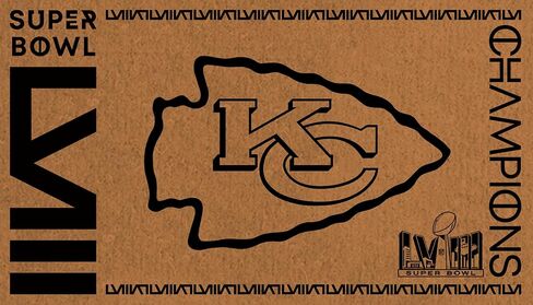 Team Sports America NFL Kansas City Chiefs Superbowl 58 Championship Natural Coir Promat | 28 × 16 بوصة | غير الانزلاق | الباب الأمامي ترحيب الحصير | ديكور المنزل الداخلي في الهواء الطلق in Kuwait