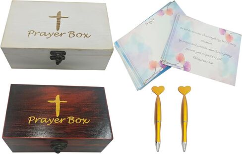 Fight Club Prayer box with Prayer Cards Blessing Box Cross Religious gifts Christian gifts congregation gifts (brown) in Saudi Arabia