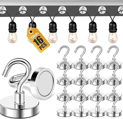DIYMAG Hooks for Hanging String Lights, 30lbs 2025 Cruise Cabin Ship Essentials N52 Magnetic Hook Heavy Duty Strong Magnets Fridge for Classroom Beach Vacation Kitchen Grills 6 Pack Silver in Kuwait
