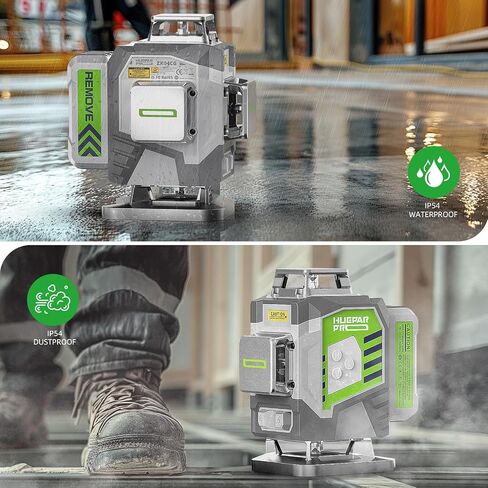 Laser Level, Huepar Pro Self Leveling 4 x 360° Green Cross Line Laser Level Tool, High Accuracy 4D Level Laser for Construction, 8000mAh Rechargeable Li-ion Battery, Remote Controller&Hard Carry Case in Saudi Arabia