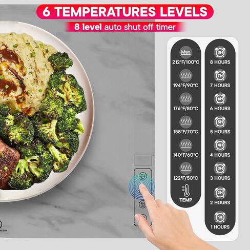 Togee®-Warming Mat For Food-Marble Extra Large Warming Trays For Buffets Party -6 temp settings- Electric Plate Heating for Countertop-rollup pads buffet parties-food warmers for parties buffet in Saudi Arabia