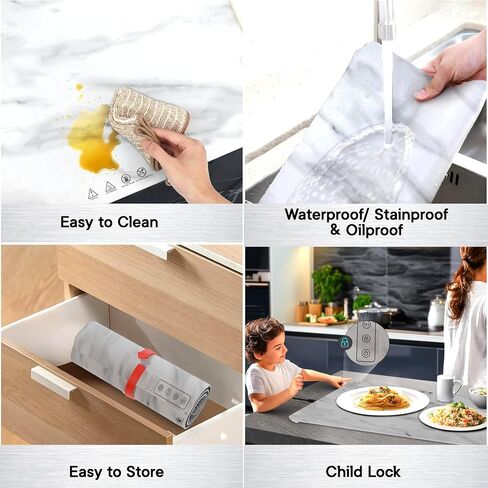Togee®-Warming Mat For Food-Marble Extra Large Warming Trays For Buffets Party -6 temp settings- Electric Plate Heating for Countertop-rollup pads buffet parties-food warmers for parties buffet in Saudi Arabia