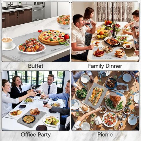 Togee®-Warming Mat For Food-Marble Extra Large Warming Trays For Buffets Party -6 temp settings- Electric Plate Heating for Countertop-rollup pads buffet parties-food warmers for parties buffet in Saudi Arabia