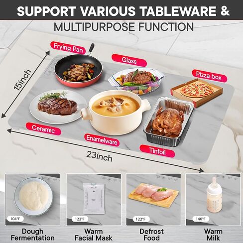 Togee®-Warming Mat For Food-Marble Extra Large Warming Trays For Buffets Party -6 temp settings- Electric Plate Heating for Countertop-rollup pads buffet parties-food warmers for parties buffet in Saudi Arabia