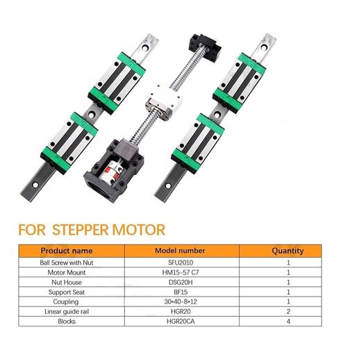 Double nut Ball Screw Control Machine 2Pc HGR20 Linear Guide+1Pc Ball Screw Set SFU2010+HGH20CA+HM15-57 L300-1000mm(300mm) in Kuwait