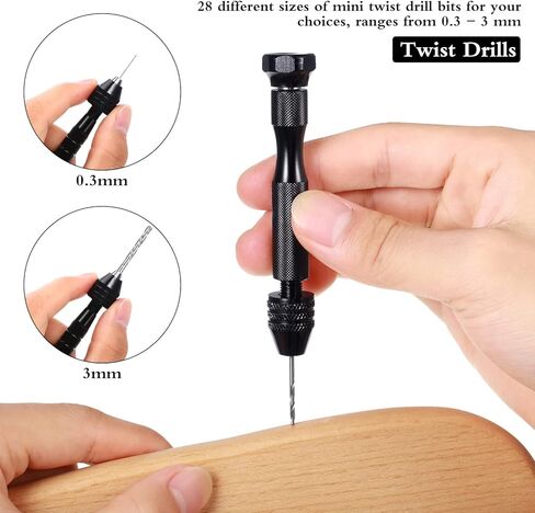 Mudder 57 قطع بتات يدوي بتات ، 46 PCS Pin Vise Micro Twist Drills و 10 PCS PCB Mini Cutting Bits for Resin Polymer Clay Jewelry (Silver) in Saudi Arabia