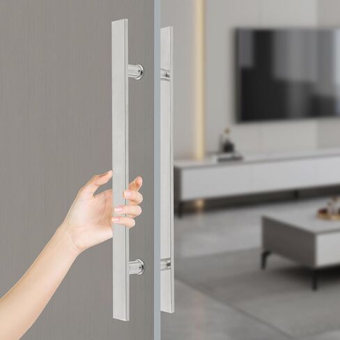 23.43in مقبض باب سحب الضغط ، الفولاذ المقاوم للصدأ مزدوج الوجه h شكل منزلق الباب لمكتب المنزل التجاري (الفضة المصنوعة) in Kuwait