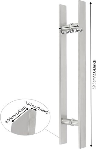 23.43in مقبض باب سحب الضغط ، الفولاذ المقاوم للصدأ مزدوج الوجه h شكل منزلق الباب لمكتب المنزل التجاري (الفضة المصنوعة) in Kuwait