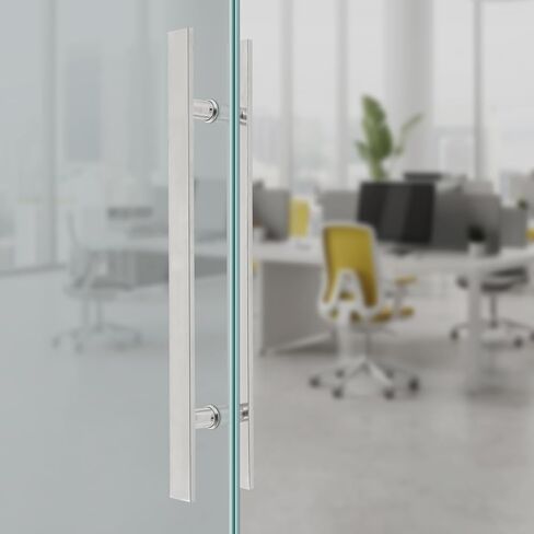 23.43in مقبض باب سحب الضغط ، الفولاذ المقاوم للصدأ مزدوج الوجه h شكل منزلق الباب لمكتب المنزل التجاري (الفضة المصنوعة) in Kuwait