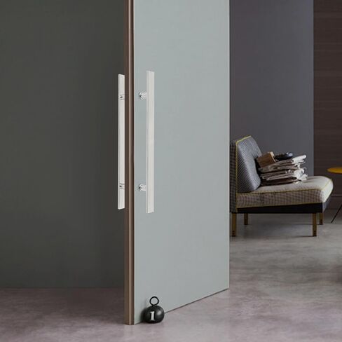 23.43in مقبض باب سحب الضغط ، الفولاذ المقاوم للصدأ مزدوج الوجه h شكل منزلق الباب لمكتب المنزل التجاري (الفضة المصنوعة) in Kuwait