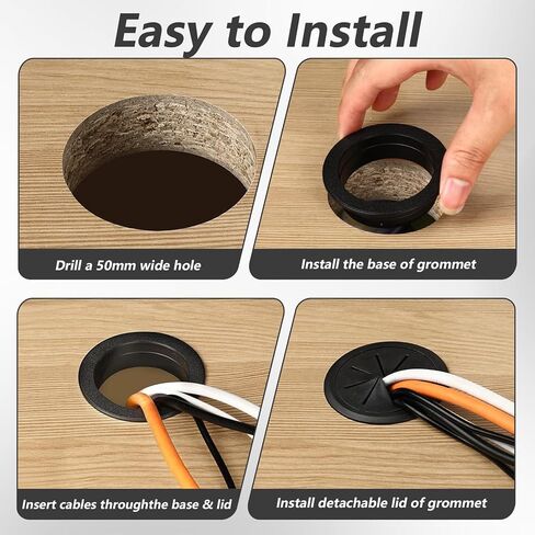4pcs 2 بوصة المكتب Grommet غطاء ثقب الجدول المرن للكابلات معدات سطح المكتب إدارة الأسلاك in Saudi Arabia