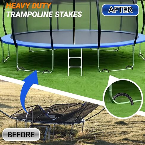 12 "Stampoline Stakes تربط الرهانات الشاقة على شكل U -Office على شكل إكسسوارات ترامبولين شديدة التحمل ، مجموعة من 4 ، أسود in Saudi Arabia