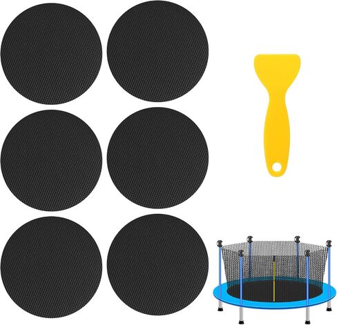 6pcs Trampoline Patch Repair Kit, 3.94x3.94in Self-Adhesive Rubber Trampoline Pad Replacement Parts with Scraper for Holes Tears in Mats Accessories (Round) in Saudi Arabia