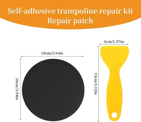 6pcs Trampoline Patch Repair Kit, 3.94x3.94in Self-Adhesive Rubber Trampoline Pad Replacement Parts with Scraper for Holes Tears in Mats Accessories (Round) in Saudi Arabia