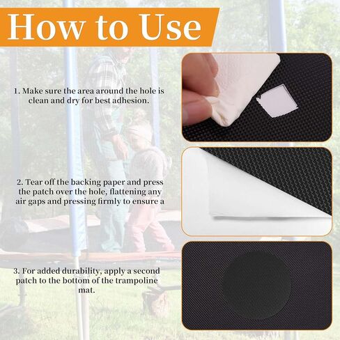 6pcs Trampoline Patch Repair Kit, 3.94x3.94in Self-Adhesive Rubber Trampoline Pad Replacement Parts with Scraper for Holes Tears in Mats Accessories (Round) in Saudi Arabia