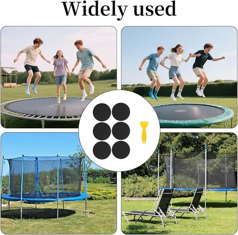 6pcs Trampoline Patch Repair Kit, 3.94x3.94in Self-Adhesive Rubber Trampoline Pad Replacement Parts with Scraper for Holes Tears in Mats Accessories (Round) in Saudi Arabia